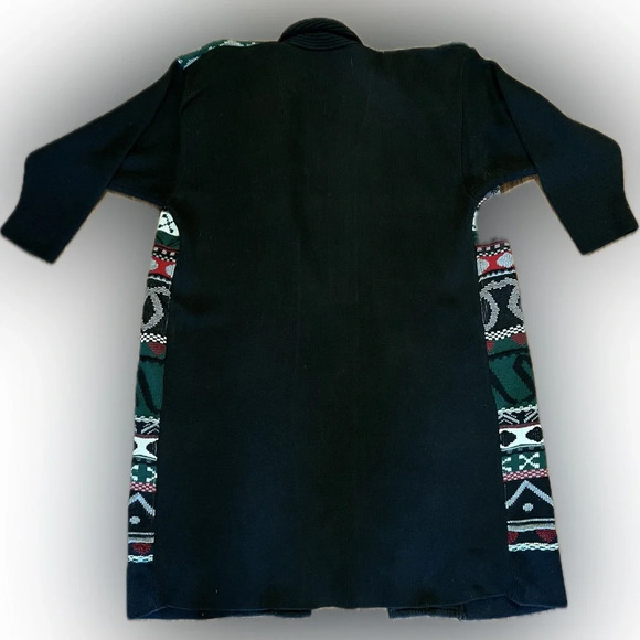 Vintage Patterned Open Long Cardigan Sweater, Boho, Retro, One Size - Picture 2 of 8